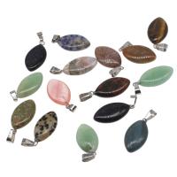 подвески из смешанных драгоценных камней, Полудрагоценный камень, Листок, полированный, другой цвет и узор для выбора & DIY, Много цветов для выбора, 35*14*5mm, отверстие:Приблизительно 3mm, 10ПК/сумка, продается сумка