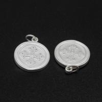 Brass Jewelry Pendants, Round, plated, DIY, silver color, 19*16*2mm 