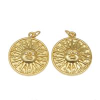 Brass Jewelry Pendants, Round, plated, DIY, golden, 23*19*4mm 