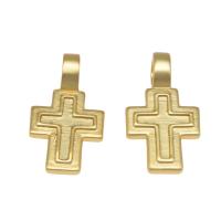 Brass Cross Pendants, plated, DIY, golden, 17*9*5mm 