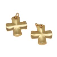 pendentifs de Croix en Laiton , Placage, DIY, doré, 14*14*3mm Vendu par sac