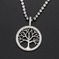 Rhinestone Zinc Alloy Necklace, Tree, plated, for woman & with rhinestone 4mm Approx 17.7 Inch 
