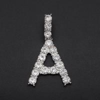 Zinc Alloy Rhinestone Pendants, Letter A, plated, for woman & with rhinestone 