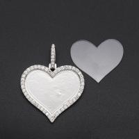 Zinc Alloy Pendant Cabochon Setting, Heart, plated, for woman & with rhinestone 