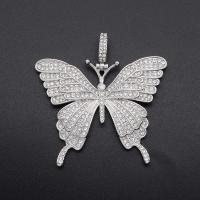 Zinc Alloy Rhinestone Pendants, Butterfly, plated, for woman & with rhinestone 