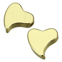 Weinlese Messing Perlen, Herz, Hohe Qualität Gold Farbe Überzeug, 10x10x3.5mm, Bohrung:ca. 1.5mm, verkauft von PC