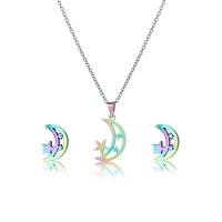 Fashion Stainless Steel Jewelry Sets, Stud Earring & necklace, plated, 2 pieces & for woman .7 Inch 
