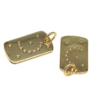 Cubic Zirconia Micro Pave Brass Pendant, Rectangle, plated, DIY & micro pave cubic zirconia, golden, 17*10*1mm 