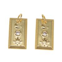 Cubic Zirconia Micro Pave Brass Pendant, Rectangle, plated, DIY & micro pave cubic zirconia, golden, 23*12*9mm 