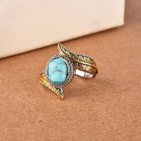 Brass Finger Ring, with turquoise, plated & for woman, US Ring 