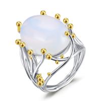 Brass Finger Ring, with Sea Opal, plated & for woman, US Ring 