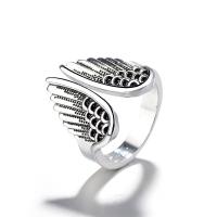 Brass Cuff Finger Ring, Angel Wing, silver color plated, adjustable & for woman & blacken, US Ring 