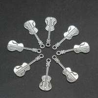 Musical Instrument Shaped Zinc Alloy Pendants, Guitar, plated & DIY, metallic color plated, 26*10*1mm 