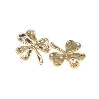 Cubic Zirconia Micro Pave Brass Pendant, Three Leaf Clover, plated, DIY & micro pave cubic zirconia, golden, 18*17*2mm 