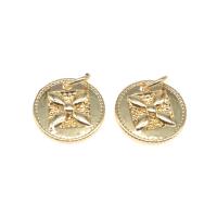 Brass Jewelry Pendants, Round, plated, DIY, golden, 12*12*2mm 