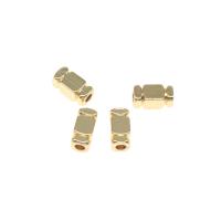 Brass Jewelry Beads, Rectangle, plated, DIY, golden, 6*6*3mm 