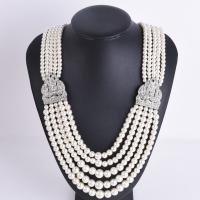 Freshwater Pearl Sweater Chain Necklace, Round, multilayer & wedding gift & for woman, white, 625mm 