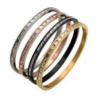 Stainless Steel Bangle, plated, for woman & with rhinestone 5mm, Inner Approx 
