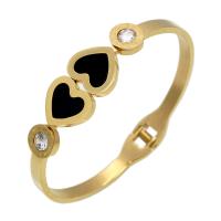 Stainless Steel Bangle, with Shell, Heart, plated, for woman & with rhinestone 15mm, 10mm, 5mm, Inner Approx 