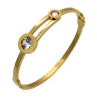 Stainless Steel Bangle, Number 8, plated, for woman & with rhinestone 12mm, 8mm, 4mm, Inner Approx 