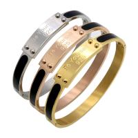 Stainless Steel Bangle, Rectangle, plated, with letter pattern & for woman Inner Approx 58mm 