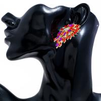 Zinc Alloy Rhinestone Stud Earring, gold color plated, for woman & with rhinestone, multi-colored 