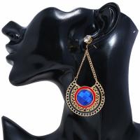 Zinc Alloy Rhinestone Drop Earring, gold color plated, for woman & with rhinestone, multi-colored 