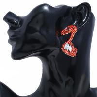 Zinc alliage strass Stud Earring, alliage de zinc, Placage de couleur d'or, pour femme & avec strass, rouge Vendu par paire