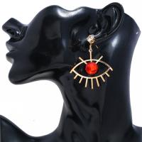 Zinc Alloy Rhinestone Drop Earring, gold color plated, for woman & with rhinestone, red 