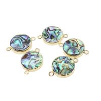 Shell Jewelry Connector, Abalone Shell, with Brass, gold color plated, DIY & 1/1 loop, multi-colored 