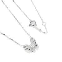 Cubic Zircon Micro Pave Brass Necklace, silver color plated, micro pave cubic zirconia & for woman .7 Inch 