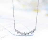 Латунное Ожерелье Горного Хрусталя, Латунь, плакирован серебром, Женский & со стразами длина:17.7 дюймовый, продается Strand