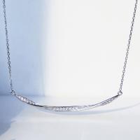 Harz Messing Halskette, silberfarben plattiert, für Frau & mit Strass, 40x4mm, Länge:17.7 ZollInch, verkauft von Strang