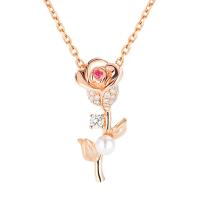 Латунное Ожерелье Горного Хрусталя, Латунь, плакированный цветом розового золота, Женский & со стразами длина:17.7 дюймовый, продается Strand