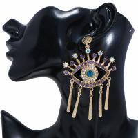 Zinc Alloy Rhinestone Drop Earring, gold color plated, for woman & with rhinestone, purple 