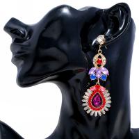 Zinc Alloy Rhinestone Drop Earring, with Rhinestone, plated, for woman, multi-colored 