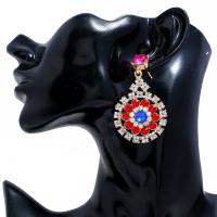 Zinc Alloy Rhinestone Drop Earring, gold color plated, for woman & with rhinestone, multi-colored 