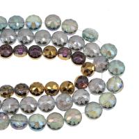 Flache runde Kristall Perlen, plattiert, DIY & facettierte, mehrere Farben vorhanden, 50PCs/Strang, verkauft von Strang