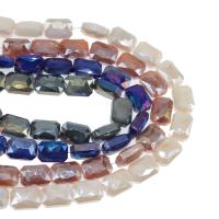 Rectangle Crystal Beads, Pendular Lochrose, plated, DIY 14*10*7mm 