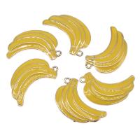 Zinc Alloy Enamel Pendants, Banana, plated, DIY, yellow, 30*25*3mm 