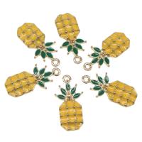 Zinc Alloy Fruit Shape Pendants, Pineapple, plated, DIY, yellow, 26*13*3mm 