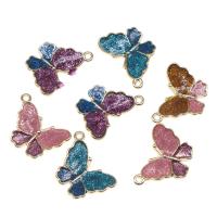 Zinc Alloy Enamel Pendants, Butterfly, plated, DIY, mixed colors, 14*20*3mm 
