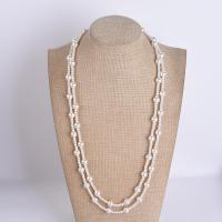 Collier de chaîne de chandail de mode, plastique, Rond, bijoux de mode & multicouche & pour femme, blanc, 760mm, Vendu par brin