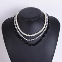 Plastic Pearl Necklace, Round, fashion jewelry & multilayer & for woman 355mm 