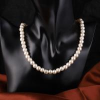 Collier de perles en plastique, Rond, Placage, bijoux de mode & normes différentes pour le choix & pour femme, blanc, Vendu par brin