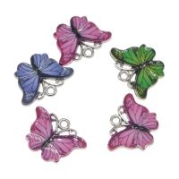 Zinc Alloy Enamel Pendants, Butterfly, plated & DIY 14*18*2mm 
