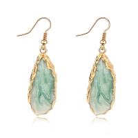Zinc Alloy Drop Earring, with Agate, fashion jewelry & for woman, green, 63mm 