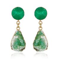 Zinc Alloy Drop Earring, with Resin, fashion jewelry & for woman 42mm 