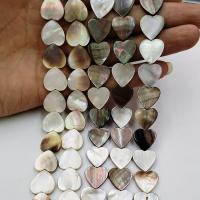 Black Shell Beads, Black Lip Shell, Heart, polished, DIY, 15mm 