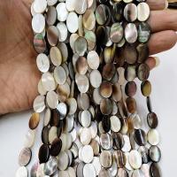 Perles de coquillage noir Lip, Black-Lip-Shell, ovale plat, poli, DIY & normes différentes pour le choix, Vendu par brin
